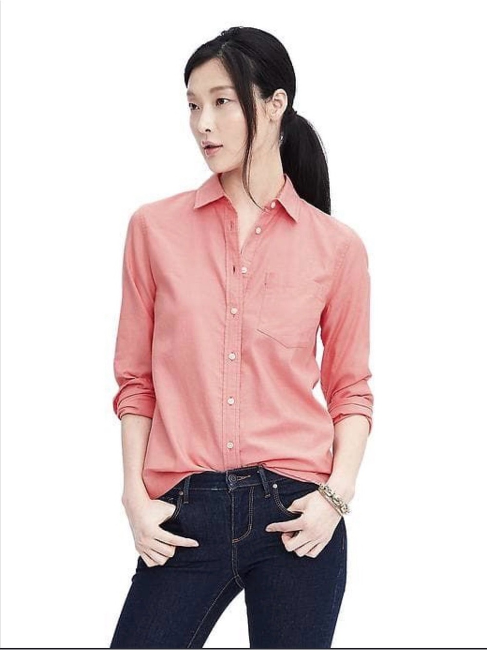 Banana Republic Dillon Shirt Button-Front Pink Shirt